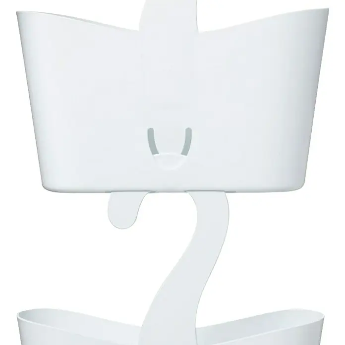 Tatay Standard Cesta de baño Multi - 0,9 x 25 x 28 cm, Plástico, Blanco - Un organizador de baño colgante blanco con dos cestas, ideal para guardar accesorios de baño. ¡Funcional y ahorra espacio!