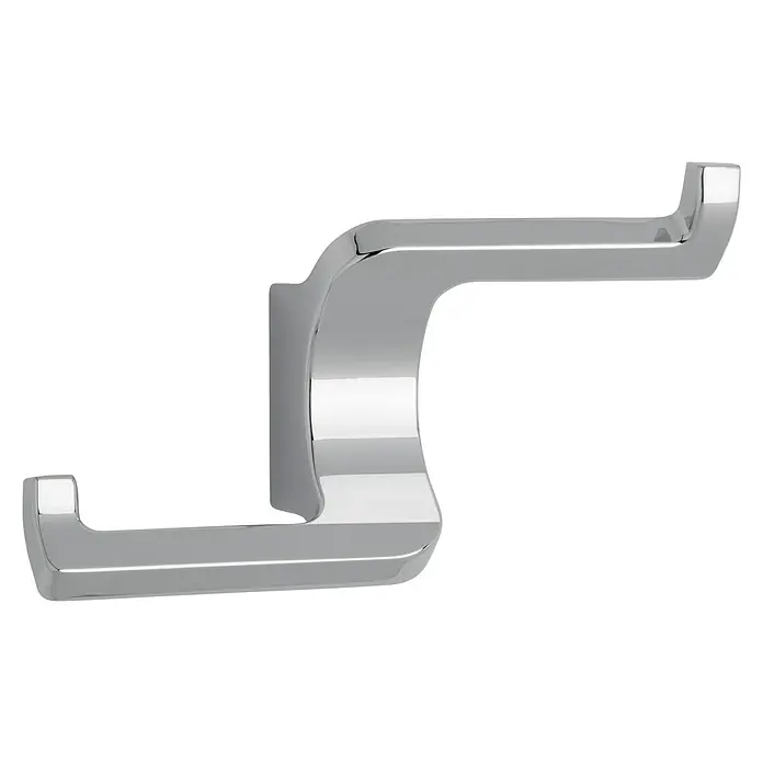 Siro Garderobenhaken 2377/ZN1 - L x B x H: 108 x 63 x 37 mm - Nahaufnahme eines verchromten Doppelmantelhaken für Badezimmer, der Funktionalität und modernes Design vereint.