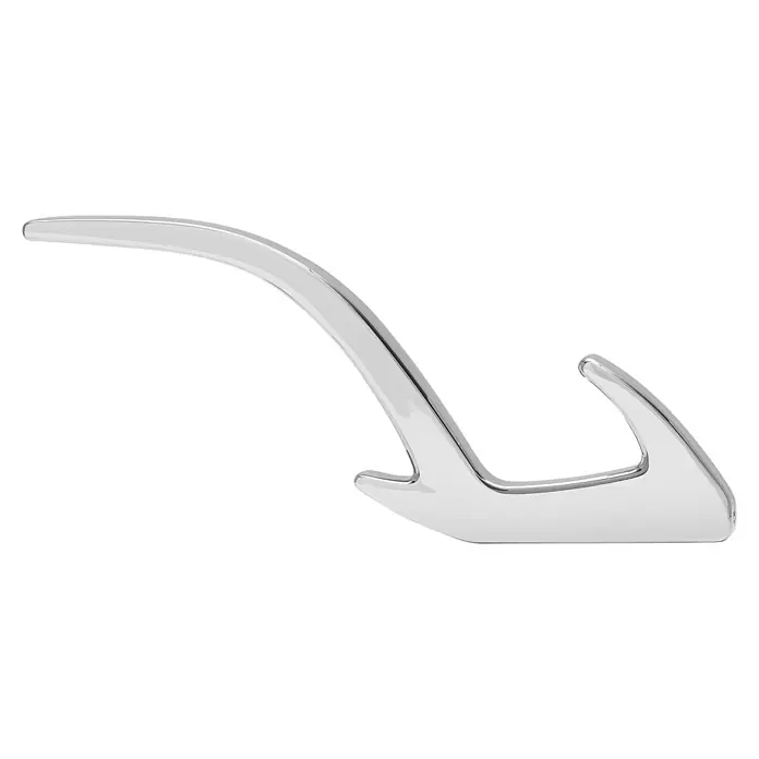 Siro Garderobenhaken 2432/ZN1 - L x B x H: 150 x 15 x 71 mm, Anzahl Haken: 2 Stk., Chrom, Metall - Verchromtes Zierteil mit dynamischer Formgebung, ideal für Fahrzeugveredelung und zur Aufwertung des Designs durch reflektierende Oberflächen.