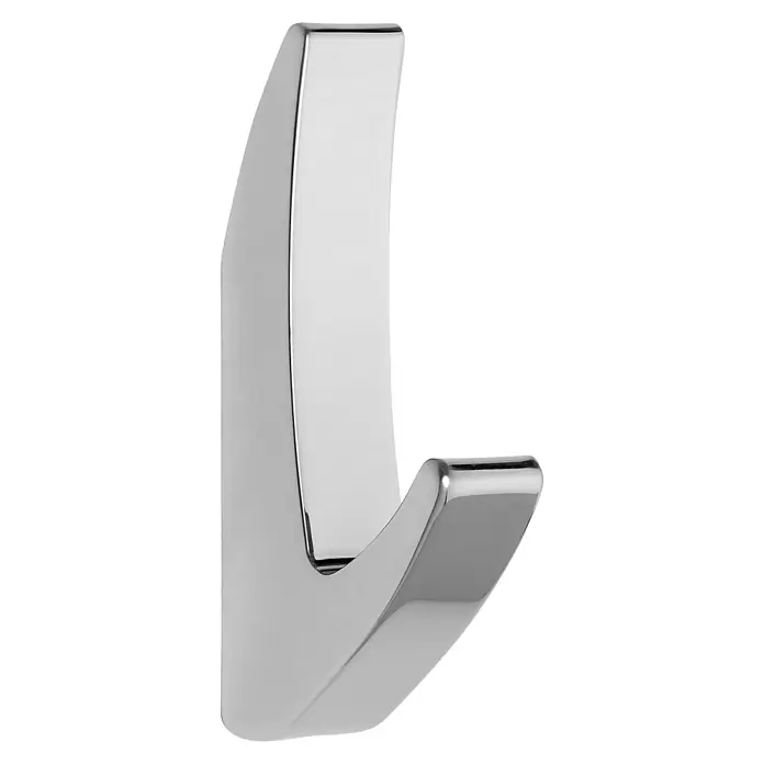 Siro Garderobenhaken 2433/ZN1 - L x B x H: 15 x 81 x 40 mm, Anzahl Haken: 1 Stk. - Bild einer modernen, verchromten Kleiderhaken für Badezimmer oder Garderobe. Das Design ist minimalistisch und funktional.