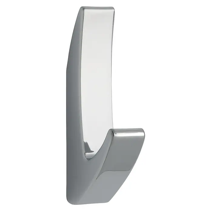 Siro Garderobenhaken 2433/ZN1 - L x B x H: 15 x 81 x 40 mm, Anzahl Haken: 1 Stk. - Ein einzelner, moderner, verchromter Bademantelhaken mit glatter Oberfläche, perfekt für Badezimmer und zur Aufbewahrung von Handtüchern.