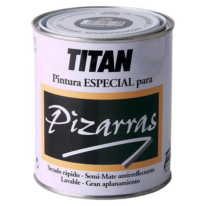 Titan Esmalte de pizarra especial - Verde, 750 ml, Mate - Bote de pintura especial Titán Pizarras para pizarras, de secado rápido, semimate, antirreflectante, lavable y gran aplanamiento.