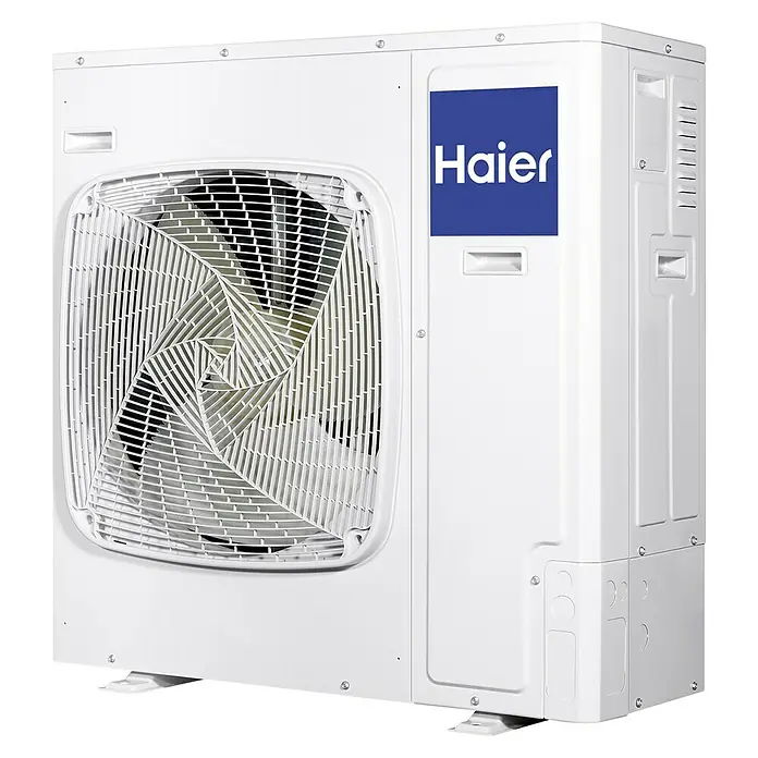 Haier Aire acondicionado por conductos AD71S2SM-H - 7.100 W, 5.500 W, 50 m² - 60 m², Gris - Imagen de un aire acondicionado Haier blanco, diseñado para una refrigeración y calefacción eficientes.