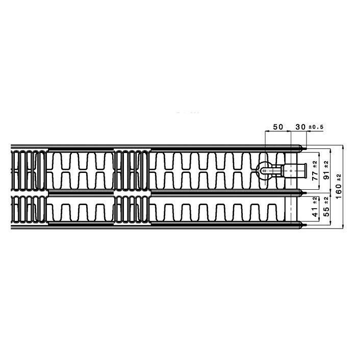 Universal-Planheizkörper (B x H: 140 x 30 cm, 6-fach, Typ: 3K-33, 1.922 W)