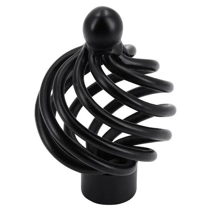 Siro Möbelknopf - Typ Möbelgriff: Sonstige, Sonstige, Sonstige, Breite: 34 mm - Ein schwarzer Vorhangstangen-Abschluss in Form einer Spirale mit einer Kugel an der Spitze. Stilvolles Design für Ihr Zuhause.