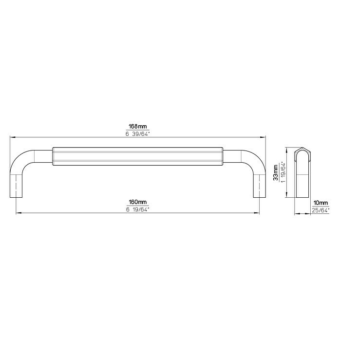 Siro Möbelgriff (Typ Möbelgriff: Bügel, Sonstige, Sonstige, Schwarz, Länge: 168 mm, Breite: 33 mm) | BAUHAUS