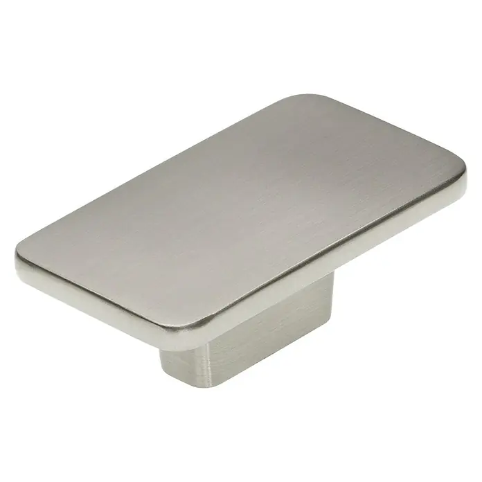 Siro Möbelknopf - Typ Möbelgriff: Knopf, Sonstige, Vernickelt, Silber, Länge: 58 mm - Elegante rechteckige Möbelknopf aus gebürstetem Nickel. Modernes Design für Schubladen und Schränke, ideal für stilvolle Inneneinrichtung.