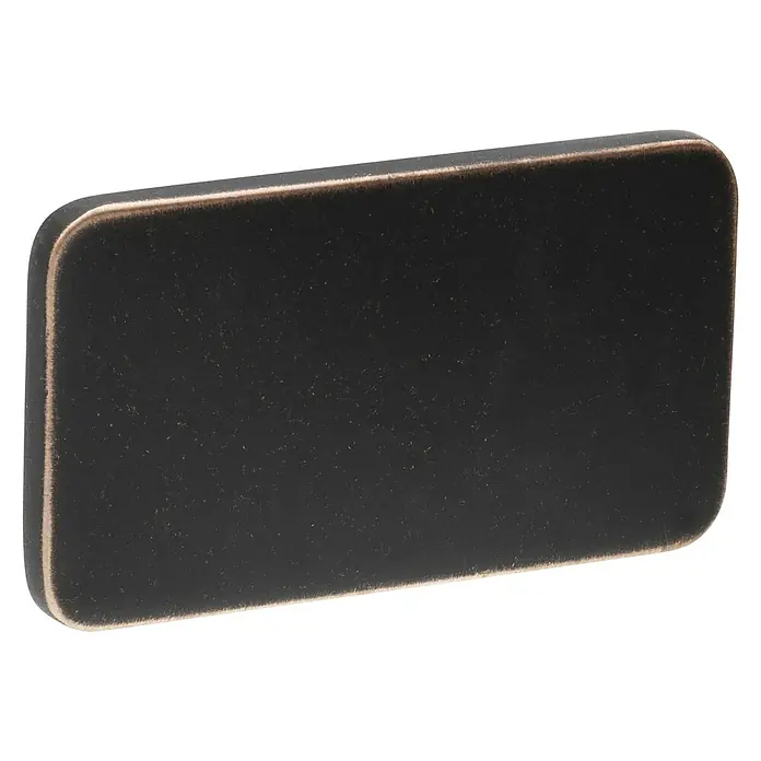 Siro Möbelknopf - Typ Möbelgriff: Knopf, Sonstige, Sonstige, Kupfer, Länge: 58 mm - Nahaufnahme eines rechteckigen, abgerundeten Deko-Elements in dunklem Farbton mit bronzefarbenem Rand. Perfekt für stilvolle Akzente.