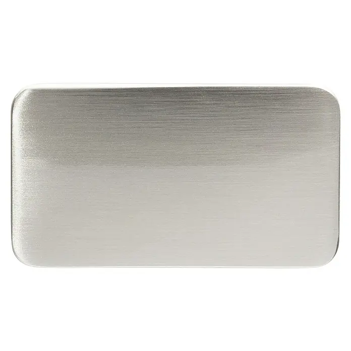 Siro Möbelknopf - Typ Möbelgriff: Knopf, Sonstige, Vernickelt, Silber, Länge: 58 mm - Gebürstete Metallplatte mit abgerundeten Ecken, ideal für Schilder, Abdeckungen oder Designelemente. Hochwertige Optik für moderne Anwendungen.