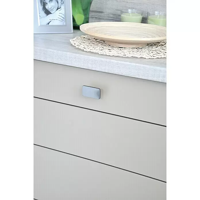 Siro Möbelknopf - Typ Möbelgriff: Knopf, Sonstige, Vernickelt, Silber, Länge: 58 mm - Detailaufnahme