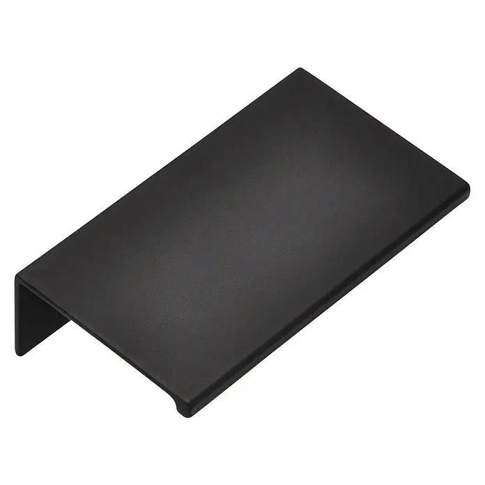 Siro Möbelgriff - Typ Möbelgriff: Bügel, Aluminium, Sonstige, Schwarz, Länge: 70 mm - Nahaufnahme eines mattschwarzen Schrankgriffs mit einem modernen, minimalistischen Design, ideal für moderne Möbel.