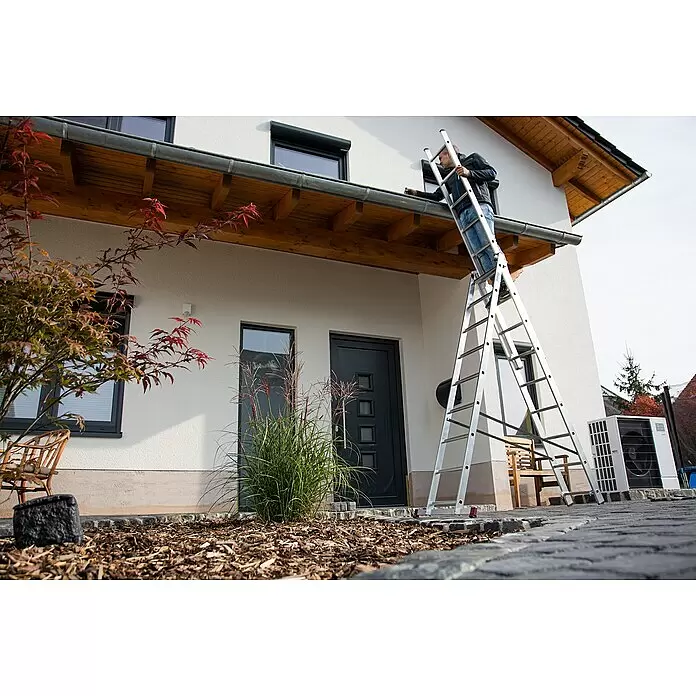 Krause Corda Mehrzweckleiter - Arbeitshöhe: 7,3 m, Anzahl Tritte: 33 Stk., Belastbarkeit: 150 kg, Aluminium - Anwendungsbeispiel