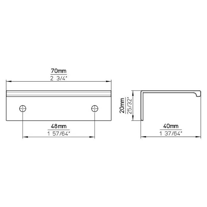 Siro MöbelgriffTyp Möbelgriff: Bügel, Aluminium, Sonstige, Eisenfarbig, Länge: 70 mm
