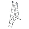 Sprossen-Mehrzweckleiter (Arbeitshöhe: 6,3 m, 3 x 9 Sprossen, Aluminium)