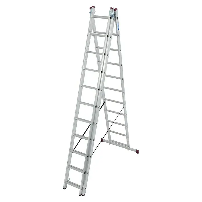 Krause Corda Mehrzweckleiter - Arbeitshöhe: 7,3 m, Anzahl Tritte: 33 Stk., Belastbarkeit: 150 kg, Aluminium - Silberne Mehrzweckleiter mit Sicherheitsgeländer und rutschfesten Sprossen für sicheren Stand bei verschiedenen Arbeiten.