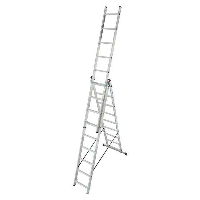 Krause Corda Mehrzweckleiter - Arbeitshöhe: 6,2 m, Anzahl Tritte: 27 Stk., Belastbarkeit: 150 kg, Aluminium - Eine vielseitige, silberfarbene Mehrzweckleiter von KRAUSE, sowohl als Anlege- als auch als Bockleiter nutzbar, ideal für diverse Arbeiten.