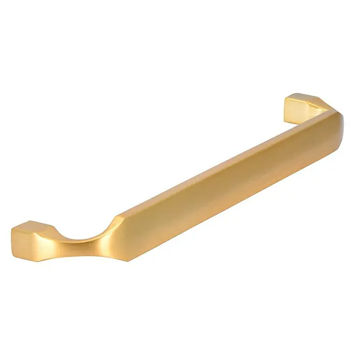 Siro MöbelgriffTyp Möbelgriff: Bügel, Sonstige, Sonstige, Gold - Nahaufnahme eines goldenen Schrankgriffs mit glatter Oberfläche und abgerundeten Kanten, ideal für moderne Möbel.