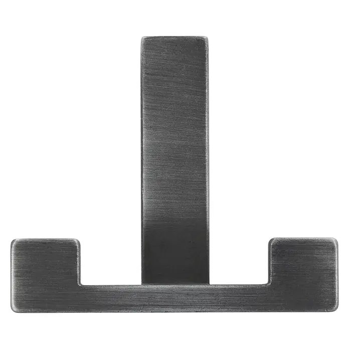 Siro Garderobenhaken 2325 - L x B x H: 70 x 61 x 40 mm, Anzahl Haken: 2 Stk. - Nahaufnahme eines schlichten, metallenen Kleiderhakens in T-Form, ideal für eine minimalistische Garderobe.