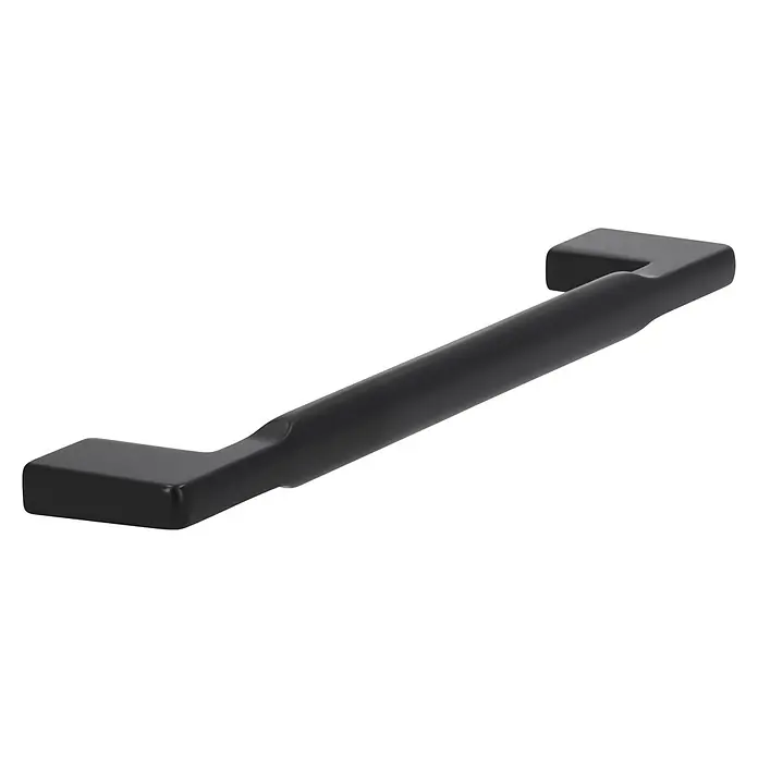 Siro Möbelgriff - Typ Möbelgriff: Bügel, Sonstige, Sonstige, Länge: 180 mm, Schwarz - Nahaufnahme eines mattschwarzen, modernen Möbelgriffs mit quadratischen Enden und minimalistischem Design.