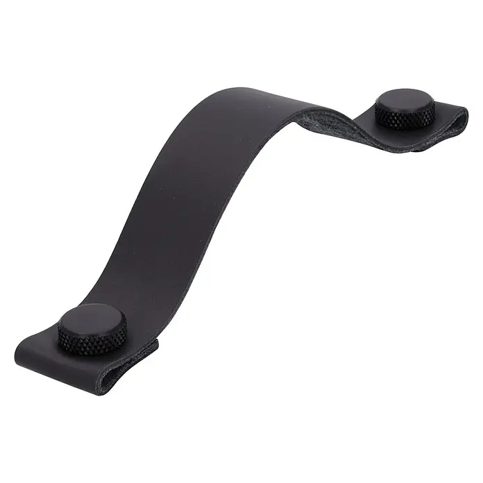 Siro Möbelgriff - Typ Möbelgriff: Sonstige, Leder, Sonstige, Schwarz/Schwarz - Stilvoller, schwarzer Ledergriff mit runden, gerändelten Knöpfen. Ideal für Möbel und Schubladen, verleiht einen Hauch von Eleganz und Funktionalität.