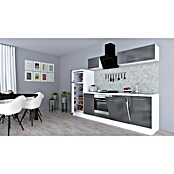 Respekta Premium Composición de cocina (Ancho: 280 cm, Con dispositivos eléctricos, Gris de alto brillo)