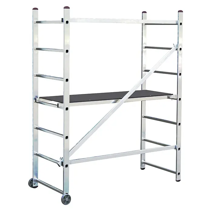 Krause Corda Kleingerüst - Arbeitshöhe: 3 m - Fahrgerüst aus Aluminium mit einer Plattform und Rädern für Arbeiten in der Höhe, ideal für den Innen- und Außenbereich.