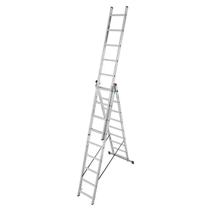Krause Corda Mehrzweckleiter - Anzahl Tritte: 27 Stk., Arbeitshöhe: 6,2 m, Belastbarkeit: 150 kg, Aluminium, Treppengängig - Die vielseitige Mehrzweckleiter bietet Flexibilität für verschiedene Arbeitshöhen und -bereiche, ideal für Profis und Heimwerker.