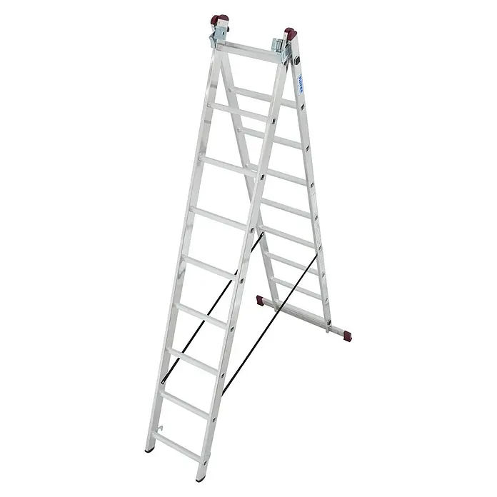 Krause Corda Mehrzweckleiter - Anzahl Tritte: 27 Stk., Arbeitshöhe: 6,2 m, Belastbarkeit: 150 kg, Aluminium, Treppengängig - Eine robuste, zusammenklappbare Mehrzweckleiter aus Aluminium für sichere und vielseitige Arbeiten in verschiedenen Höhen.