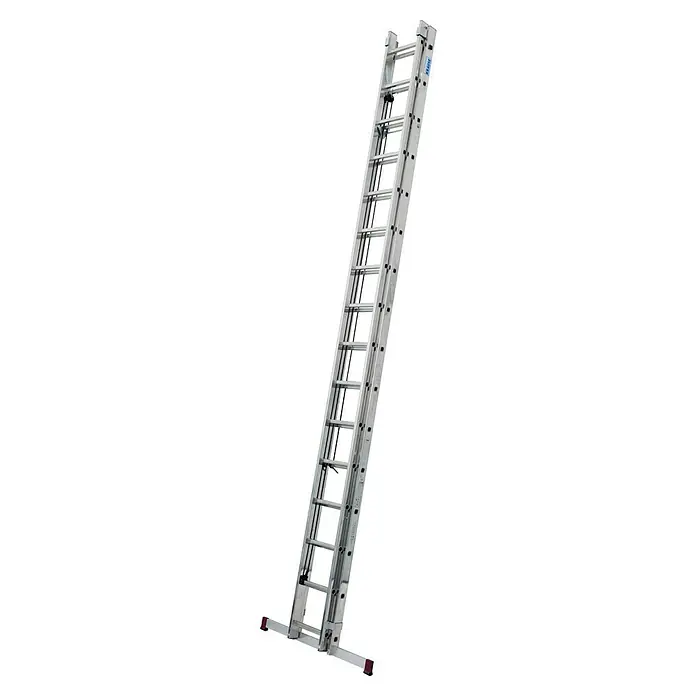 Krause Corda Sprossen-Seilzugleiter - Arbeitshöhe: 8,63 m, Anzahl Tritte: 32 Stk., Aluminium - Silberne Krause Ausziehleiter mit Sprossen und rutschfesten Füßen für sicheren Halt. Ideal für Arbeiten in der Höhe, sowohl im Innen- als auch Aussenbereich.