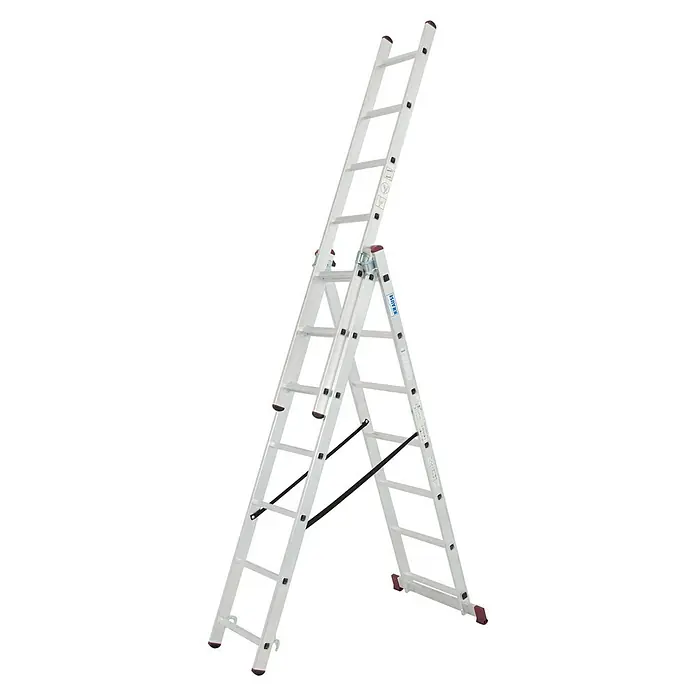 Krause Corda Mehrzweckleiter - Anzahl Tritte: 21 Stk., Arbeitshöhe: 5,1 m, Belastbarkeit: 150 kg, Aluminium, Treppengängig - Freistehende, mehrteilige Aluminiumleiter von KRAUSE, ideal für vielseitige Arbeiten in verschiedenen Höhen. Robust und stabil.