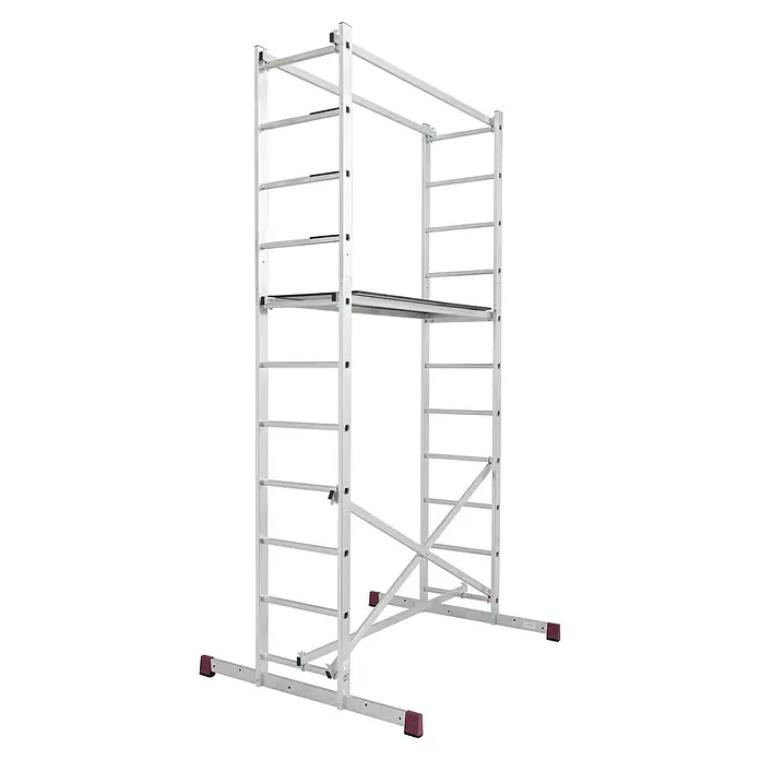 Krause Corda Montagegerüst - Arbeitshöhe: 4 m - Ein Gerüst aus Aluminium, ideal für Bau- und Renovierungsarbeiten. Es bietet eine sichere und stabile Arbeitsplattform in der Höhe.