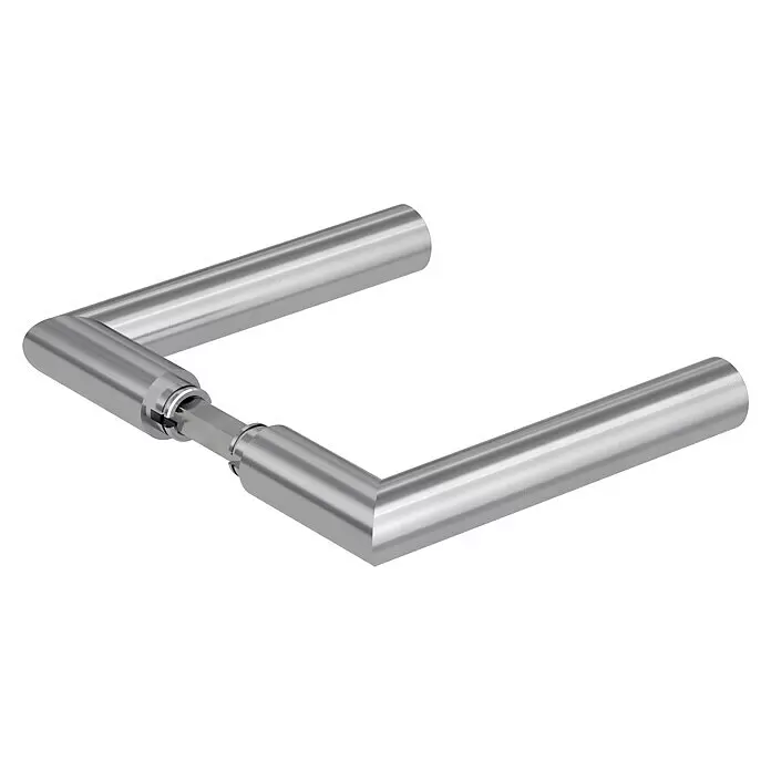 Diamond Doors Modern Drückerpaar L-Form - Edelstahl matt, Stärke Tür: 40 mm - 45 mm, Edelstahl - Silberfarbener Türdrücker aus gebürstetem Metall.