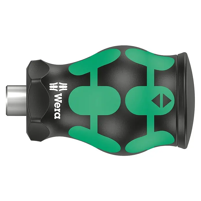 Wera Mini-Schraubendreher-Set Bicycle 11 - 7 -tlg. - Nahaufnahme des Wera Schraubendrehers mit grünem Griffmuster, das auf eine hochwertige und ergonomische Werkzeugkonstruktion hinweist.