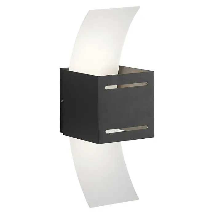 Paul Neuhaus Wandleuchte Orma - L x B x H: 12,6 x 10 x 30 cm, Anthrazit, G9 - Moderne Wandleuchte in Schwarz mit geschwungenen, weißen Lampenschirmen für stilvolle Beleuchtung im Innenbereich.