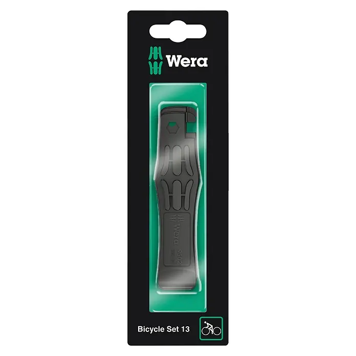 Wera Reifenheber Set Bicycle 13 - 2 Stk., Geeignet für: Zweiräder - Wera Bicycle Set 13, ein kompaktes Werkzeugset für Fahrräder in einer grünen Verpackung, ideal für unterwegs und kleine Reparaturen.