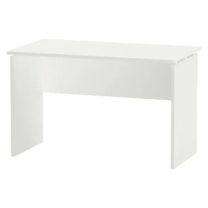 Muebles Pitarch Teide Mesa de escritorio - L x An x Al: 68 x 120 x 76 cm, Blanco - Primer plano de un escritorio blanco moderno con líneas limpias y un diseño minimalista. Perfecto para oficina o estudio.