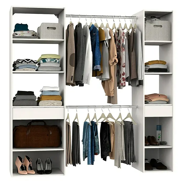 Muebles Pitarch Armario para ropa Cloe - L x An x Al: 50 x 200 x 200 cm, Blanco, Melamina - Armario con ropa, zapatos y accesorios. El armario es blanco y ofrece mucho espacio de almacenamiento. Práctico y elegante.