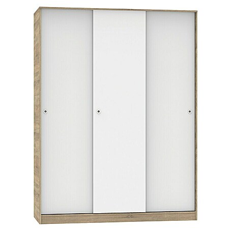 Muebles Pitarch Tibet Armario de puertas correderas (L x An x Al: 55 x 150 x 200 cm, Blanco/Roble cambrian, Espesor: 16 mm)