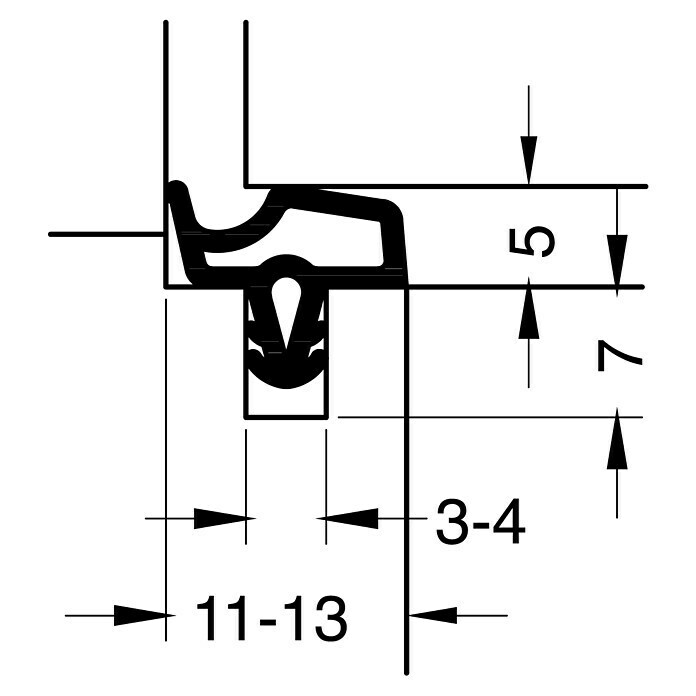 Primo Türdichtung Lignum 34Mahagoni, 5 m, Passend für: Nutbreite 3 – 4 mm Sketch