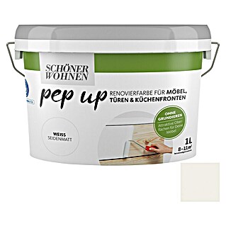 SCHÖNER WOHNEN-Farbe Pep up Weißlack für Möbel, Türen & Küchenfronten (Weiß, Seidenmatt, 1 l, Wasserbasiert)
