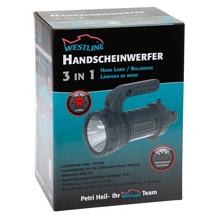 Westline Handscheinwerfer 3 in 1L x B x H: 12,5 x 5 x 8,5 cm Diagonal View