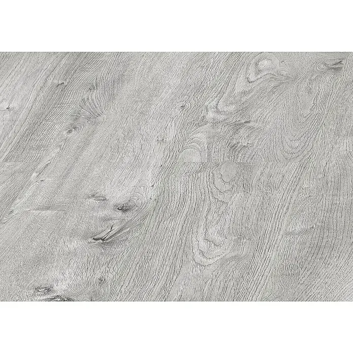 LOGOCLIC Laminado Roble Ferik - 1.380 x 193 x 10 mm, AC4 - Patrón de suelo laminado gris con textura de grano de madera natural para interiores modernos.