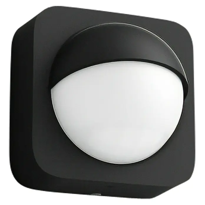 Philips Hue Bewegungsmelder - Reichweite Sensor: 12 m, Schwarz, L x B x H: 7,5 x 17,6 x 16,5 cm - Schwarze LED-Wandleuchte für den Außenbereich mit halbmondförmiger Abdeckung und weißem Diffusor für stilvolle Beleuchtung.