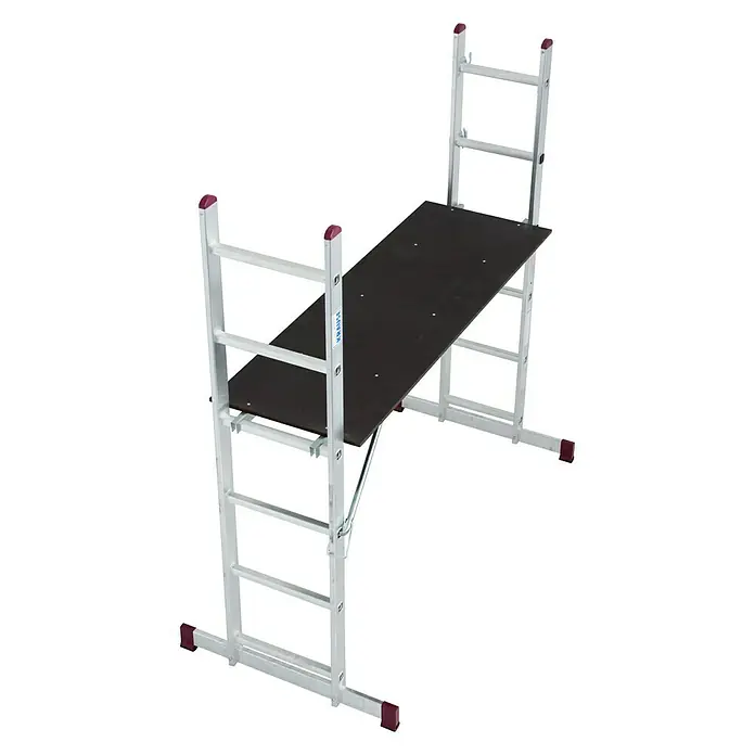 Krause Corda Andamio metálico - Altura de trabajo: 3,75 m, Número de peldaños: 12 ud., Capacidad de carga del andamio: 150 kg/m² - Un andamio versátil con una plataforma robusta, ideal para diversos espacios de trabajo y proyectos.
