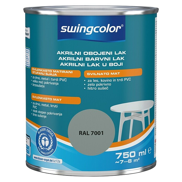 swingcolor Pisani lak  (Akrilni lak, Srebrno siva, 750 ml, Svileni mat) | 5962 - Acryl Seidenmattlacke farbig | HADL - Lacke | HAD - Farben | HA - Farben | H - Innendeko/Farben | BAUHAUS