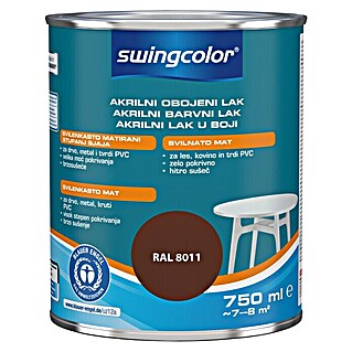 swingcolor Akrilni lak 2u1 (Boja: Lješnjak tamnosmeđe boje, 750 ml)