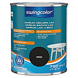 swingcolor Akrilni lak 2u1 (Boja: Crna, 750 ml)