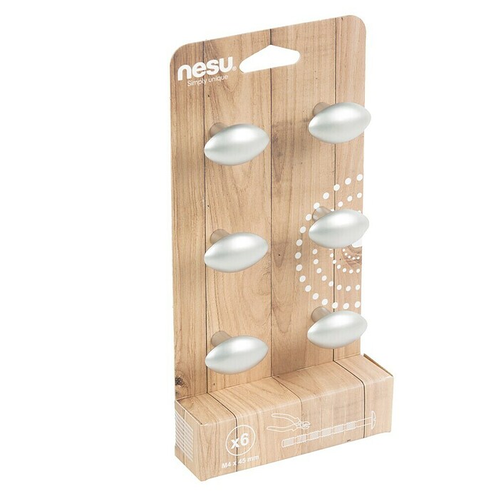 Nesu Tirador para muebles 4617 6 uds. (L x An x Al: 34 x 20 x 24 mm, Acero, Mate)