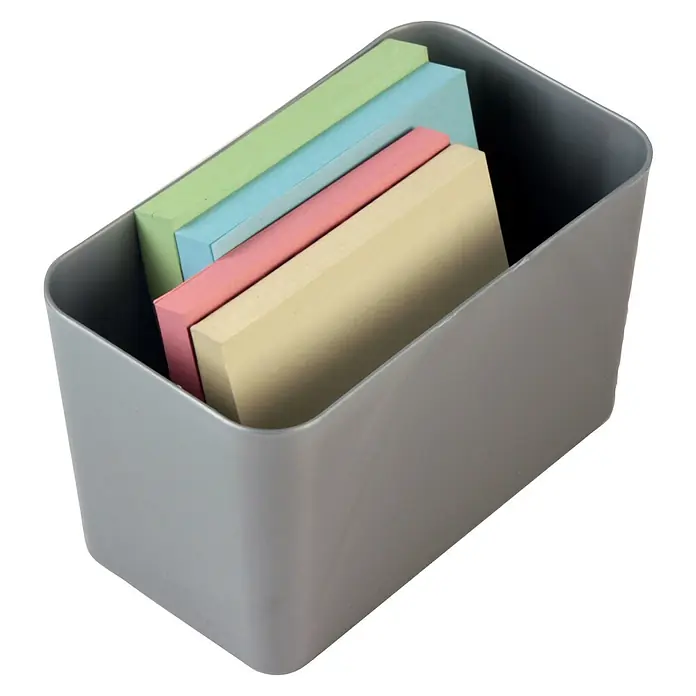 Sunware Aufbewahrungsbox Q-Line Basket - L x B x H: 12,2 x 7 x 7,6 cm, Kunststoff, Metallfarbig - Behälter mit bunten Notizblöcken, ideal für die Organisation von Bürobedarf und kleinen Gegenständen. Praktische Aufbewahrung im Büro.