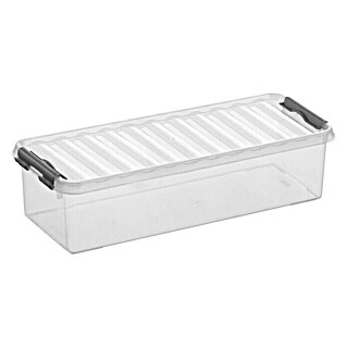 Sunware Aufbewahrungsbox Q-Line (L x B x H: 38,5 x 14 x 9,2 cm, Kunststoff, Transparent, Farbe Griff: Schwarz)